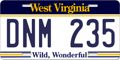 WV license plate DNM235