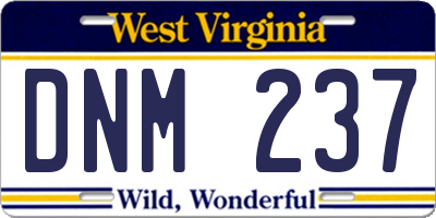 WV license plate DNM237