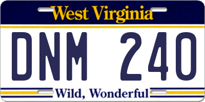 WV license plate DNM240