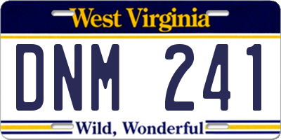 WV license plate DNM241