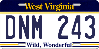 WV license plate DNM243