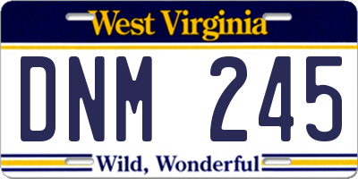 WV license plate DNM245