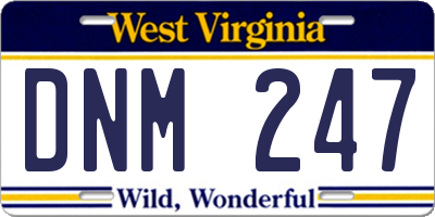 WV license plate DNM247