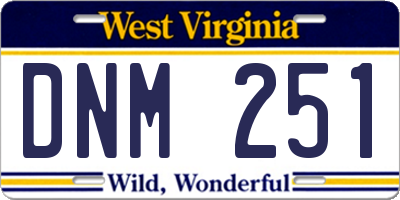 WV license plate DNM251
