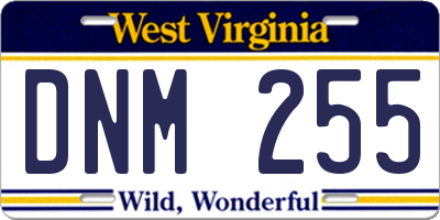 WV license plate DNM255