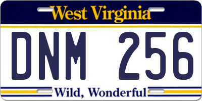 WV license plate DNM256