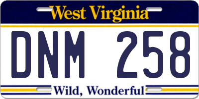 WV license plate DNM258