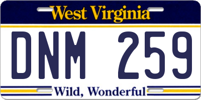 WV license plate DNM259