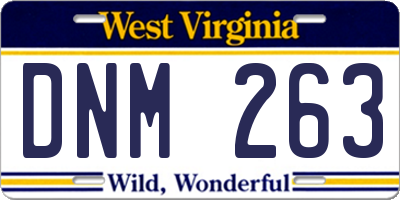WV license plate DNM263