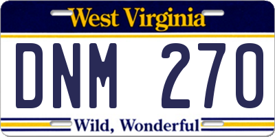 WV license plate DNM270