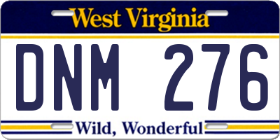 WV license plate DNM276