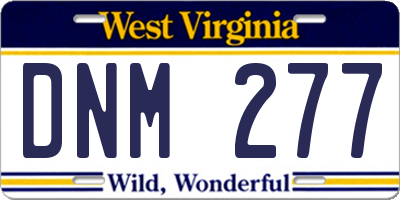 WV license plate DNM277