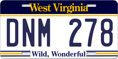 WV license plate DNM278