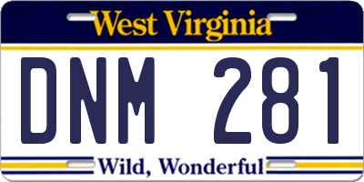 WV license plate DNM281