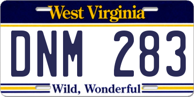 WV license plate DNM283