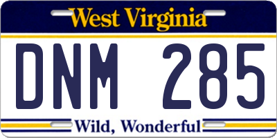 WV license plate DNM285