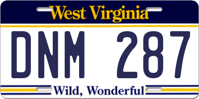 WV license plate DNM287