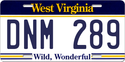 WV license plate DNM289