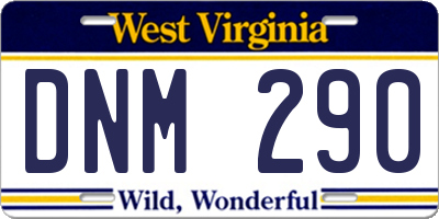 WV license plate DNM290
