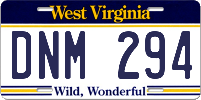 WV license plate DNM294