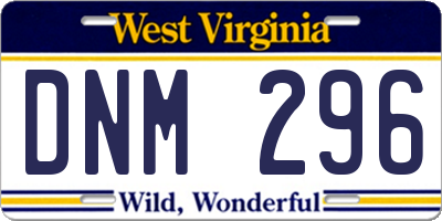 WV license plate DNM296