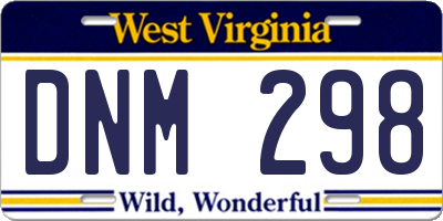 WV license plate DNM298