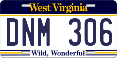 WV license plate DNM306