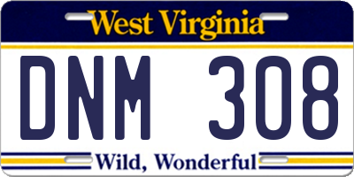 WV license plate DNM308