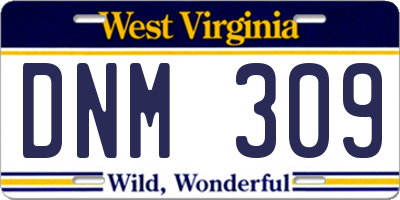 WV license plate DNM309