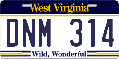 WV license plate DNM314