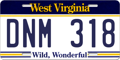 WV license plate DNM318