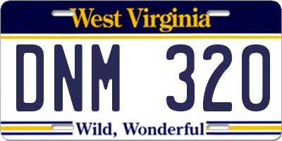 WV license plate DNM320