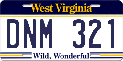 WV license plate DNM321