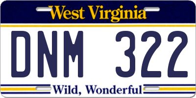 WV license plate DNM322