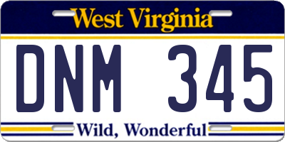 WV license plate DNM345