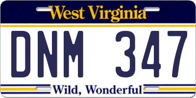 WV license plate DNM347