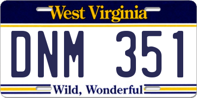 WV license plate DNM351