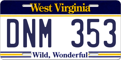 WV license plate DNM353