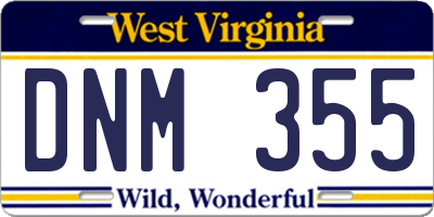 WV license plate DNM355