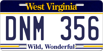 WV license plate DNM356
