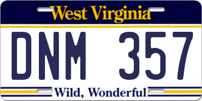 WV license plate DNM357