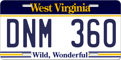 WV license plate DNM360