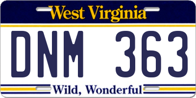 WV license plate DNM363
