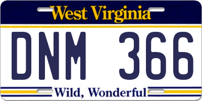WV license plate DNM366