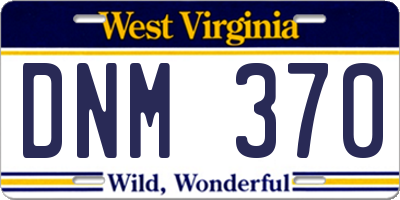 WV license plate DNM370