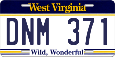 WV license plate DNM371