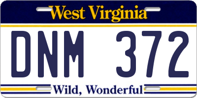 WV license plate DNM372