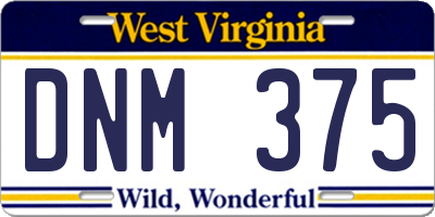 WV license plate DNM375