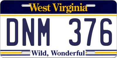 WV license plate DNM376