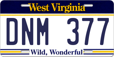 WV license plate DNM377